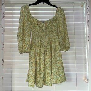 Princess Polly Green Floral Mini Dress Size 4